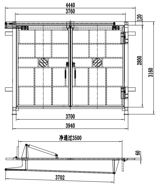 电液自动无压风门图纸